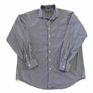 Kenneth Cole Reaction Dress Shirt‎ Men’s XL 17-17 1/2 Non Iron Blue White Check